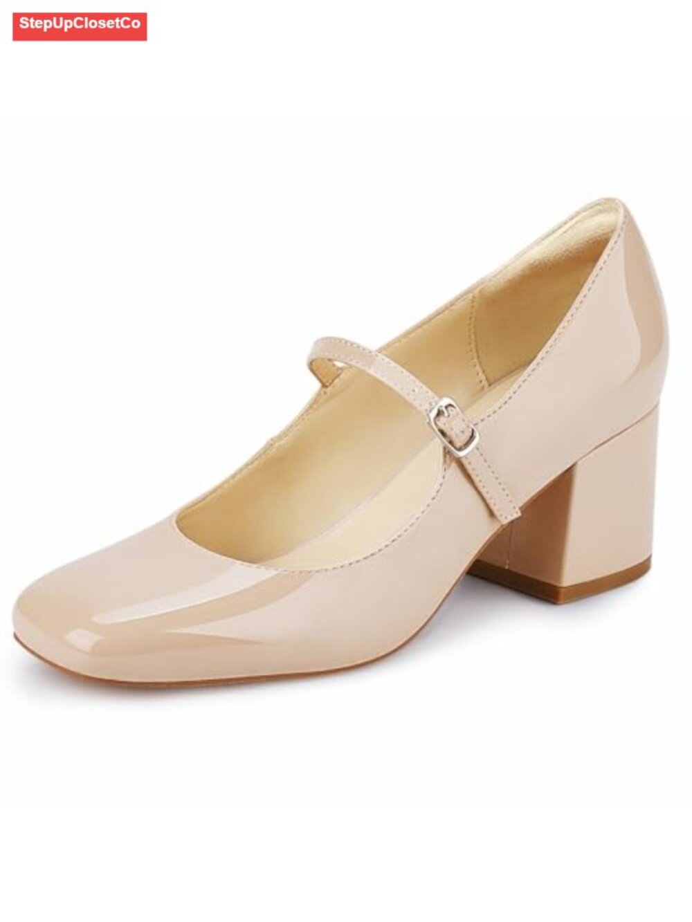 Women's Pumps Low Heel Mary Jane Dress Shoes Closed Toe Chunky Block Heel